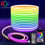 (EU PLUG) LED Neon Strip Light,5-30M Neon Rope With App 44key Remote Control For Home Decor Fairy Lighting