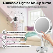 9 Inch Makeup Mirror With Light USB Charging 10X Magnifying Double Mirrors For Makeup 360 Degrees Table Standing Cosmetic Mirror