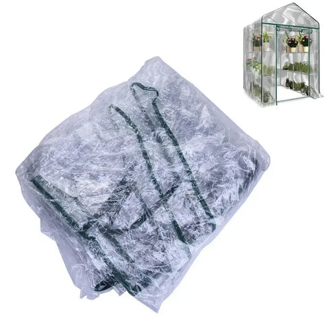 Garden Greenhouse PVC Cover Plants Keep WarmSunroom for Flowers Roll-up Windows (Without Iron Frame) 143*143*195cm/143*73*195cm