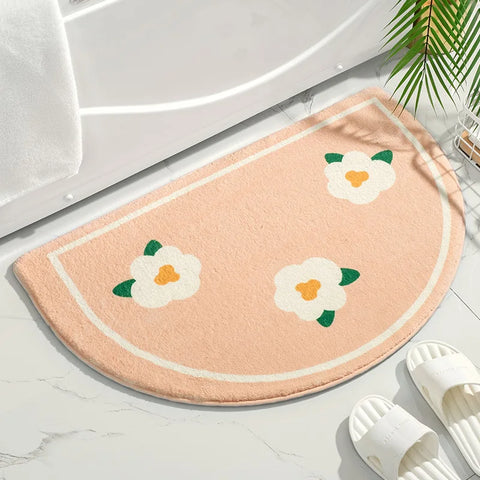 Soft Floor Mats Small Fresh Text Flowers Rugs Home Entrance Carpet Bedroom Toilet Bathroom Door Absorbent Non-Slip Foot Pad