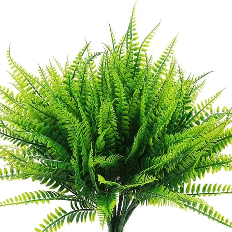 Artificial Plants for Outdoor Decoration, Fake Fern Greenery, UV Resistant, No Fade, Faux Plastic, Garden Porch, Window Box,