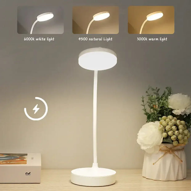 LED Portable Dimmable Table Lamp USB Plug Powered Desk Lamp Bedroom Reading Night Light Eye Protection LED Bedside Lamp