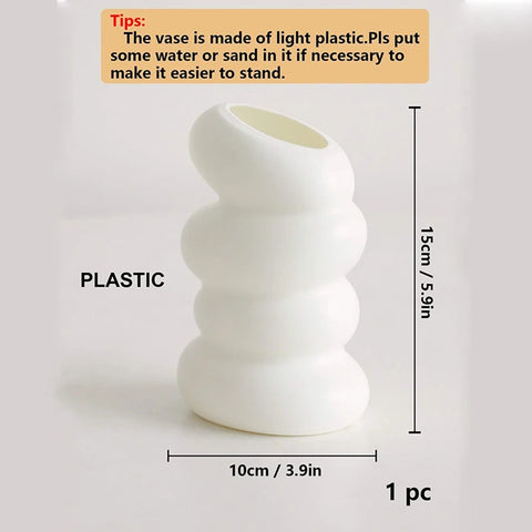 1/2PC Plastic Spiral White Vase Nordic Creative Flower Arrangement Container For Kitchen Living Bedroom Home Decoration Ornament