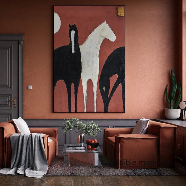 Abstract Picasso Style Horse Aniaml Art Poster Canvas Painting Wall Prints Picture for Living Room Home Decor