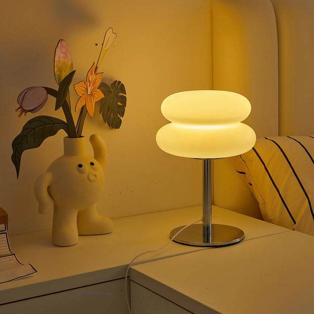 Bedroom bedside lamp creamy style table lamp USB plug tri color dimming living room study atmosphere light