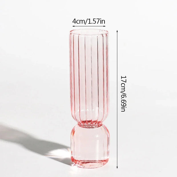 Transparent Stripe Glass Vases Flower Bottle Hydroponic Plant Pot Wedding Party Flower Arrangement Container Home Table Decor