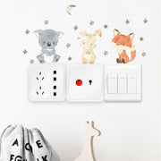 1 Sheet Cute Animal Switch Sticker Children's Room Lion Elephant Rabbit Wall Stickers Wall Decals DIY Living Room Wall Sticker