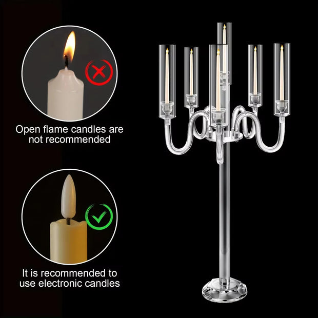 1-10 PCS 5 Arms Candelabra Acrylic Candle Holders Wedding Table Centerpieces Flower Stands Party Candlesticks Decoration