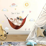 Cute Rabbit Balloon Wall Stickers for Girls Room Baby Nursery Kindergarten Background Wallpaper Wall Decals Bedroom Living Room