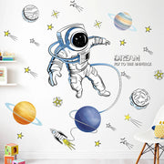 3D Creative Planetary Astronauts Wall Sticker Home Decor Cartoon Kids Room Bedroom Period Print Decal Mural Art Sky Poster Gift