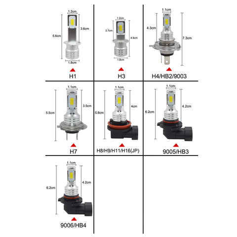 2Pcs LED Car Light H7 H4 Headlight Bulb H1 H11 H3 9005 9006 20000Lm 6000K White 3000K Yellow H9 H8 H1 Auto Front Fog Lamp