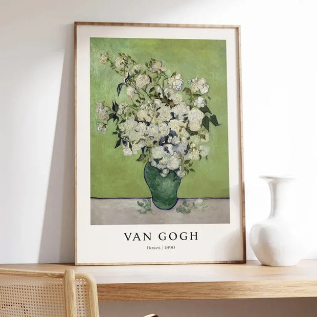 Green Monet Van Gogh Abstract Floral Gallery Wall Poster Eclectic Vintage Canvas Painting Soft Plants Home Decor Wall Art