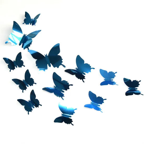 12pcs Mirror Wall Sticker Decal Butterflies 3D Mirror Wall Art Party Wedding Home Decors Butterfly fridge Wall Decal On Sale