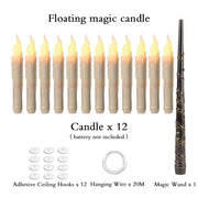 Halloween LED Floating Candles Magic Wand Remote Hanging Operated Potter Harries Battery Floating Candles Warm Light Decoration