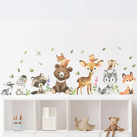 2pcs Cartoon Rabbit Bear Deer Animal Wall Stickers for Children's Room Kids Room Decor Bedroom Living Room Nursery Wall Decals