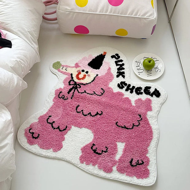 VIKAMA 1PC INS Cute Cartoon Shaped Bread Imitation Cashmere Carpet Living Room Bedroom Decoration Thickened Non-Slip Bed Rug