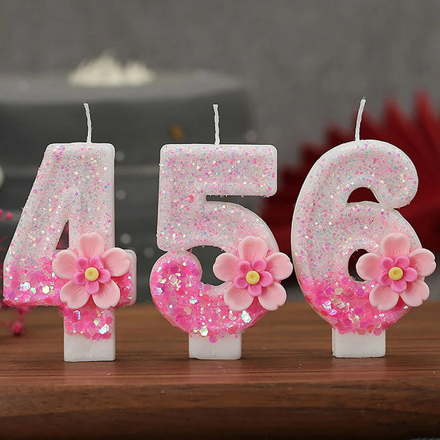 Birthday Candle Cake Topper Colour Changing Creative Number 0-9 Candle Flowers Digital Candles Girl Birthday Party Decoration