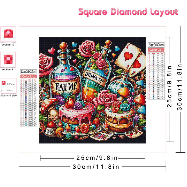 Huacan Diamond Painting Cartoon Cake Full Drill Mosaic Flower Rose Complete Kit Art Home Decorative Rhinestone Pictures