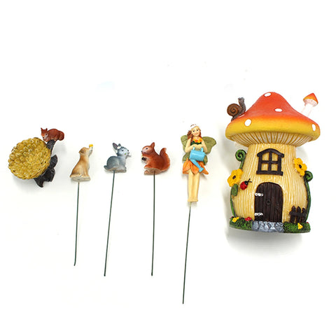 1set Creative Miniature Fairy Garden House Statue For Miniature Pots Fairy Dollhouse, Mushroom House Cute Cartoon Small Resin Cr