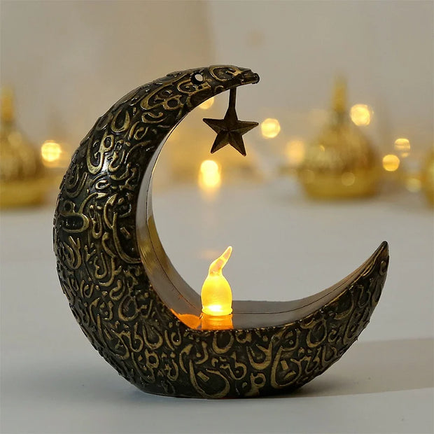 Starry Moon Candlestick Ramadan Festival Decora Home Decor Moon Led Candle Lamp Eid Mubarak Party Islamic Muslim Decors Supplies