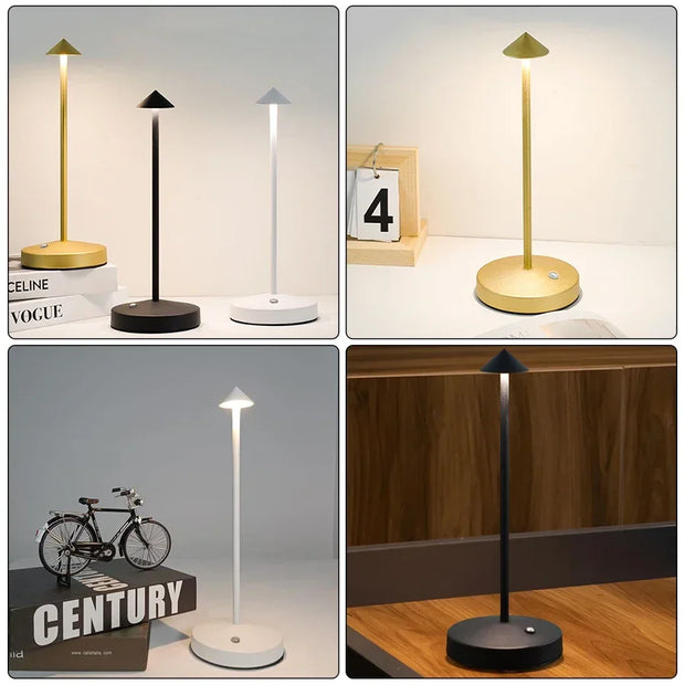 Rechargeable Table LED Lamp Touch Sensor Night Desk Lamp for Restaurant Hotel Bar Bedroom 3 Color Temperatures Stepless Dimming