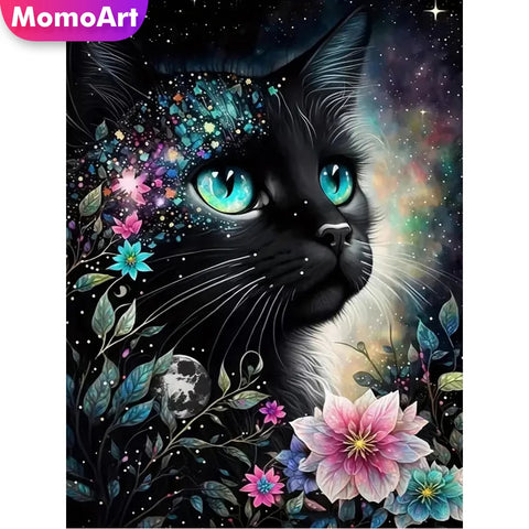 MomoArt Diamond Embroidery Black Cat Mosaic Animal New Arrival DIY Flower Painting Picture Rhinestones Handicraft