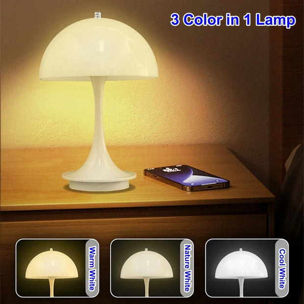 Mushroom  Portable LED Table Lamp USB Wireless rechargeable Touch Night Light Mood Desk Lamp for Christmas Bedside Decor