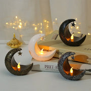 Starry Moon Candlestick Ramadan Festival Decora Home Decor Moon Led Candle Lamp Eid Mubarak Party Islamic Muslim Decors Supplies