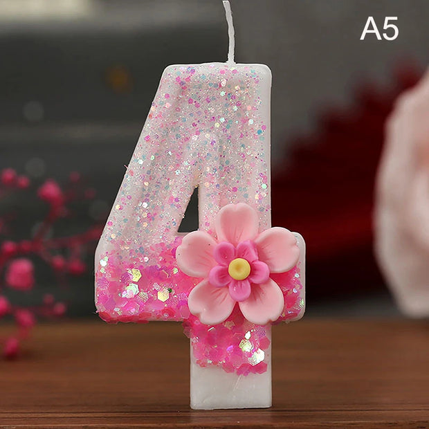 Birthday Candle Cake Topper Colour Changing Creative Number 0-9 Candle Flowers Digital Candles Girl Birthday Party Decoration