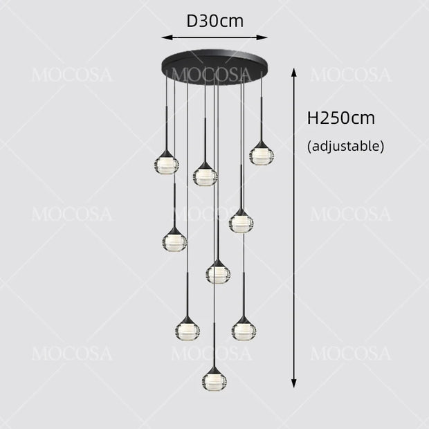 Water Drop LED Pendant Bedroom Bedside Lamps Modern Stairwell Light Living Room Ceiling Hanging Lamp Indoor Staircase Chandelier