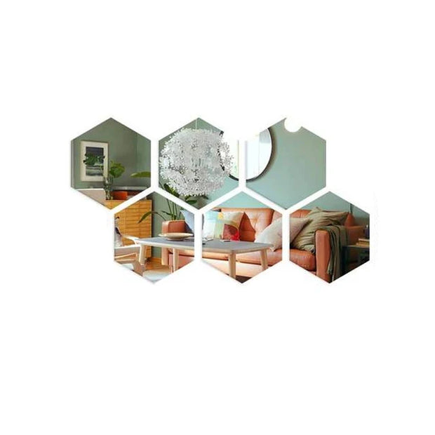 6/12pcs 3D Mirror Wall Sticker Hexagon Decal Home Decor DIY Self-adhesive Mirror Decor Stickers Art Wall Decoration 126mm Large