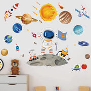 3D Creative Planetary Astronauts Wall Sticker Home Decor Cartoon Kids Room Bedroom Period Print Decal Mural Art Sky Poster Gift