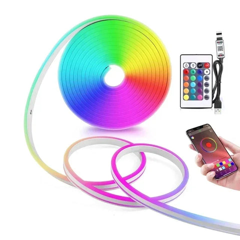 5V USB RGB Neon LED Strip 1M 2M 3M 5M RGB Neon Tape With TUYA Bluetooth App and Remote Control For Sign Neon Decoration Lighting