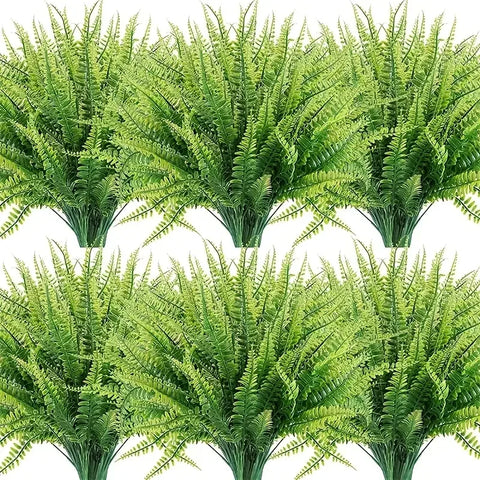 Artificial Plants for Outdoor Decoration, Fake Fern Greenery, UV Resistant, No Fade, Faux Plastic, Garden Porch, Window Box,