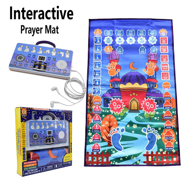 InteractiveTalking Prayer Mat Educational Rug Salah Muslim Kids Gift Islam Electronic Worship Blanket Compass Islamic Carpet