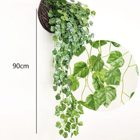 2PCS 80cm Artificial Hanging Plants Fake Hanging Plant Faux Eucalyptus Leaf Greenery Vine Outdoor UV Resistant Plastic Plants