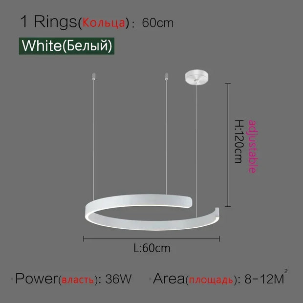 Mininalist Circle Rings Ceiling Chandeliers Hanging Pendant Lighting for Living Room Staircase Hotel Decor Art Suspension Lustre