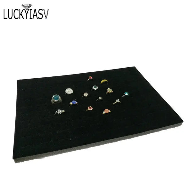 1 Pc Jewelry Foam Tray DIY Inserts Liners Grey/Black Velvet Jewellery Rings Bracelet Watch Showed Case Earrings Hole Tray