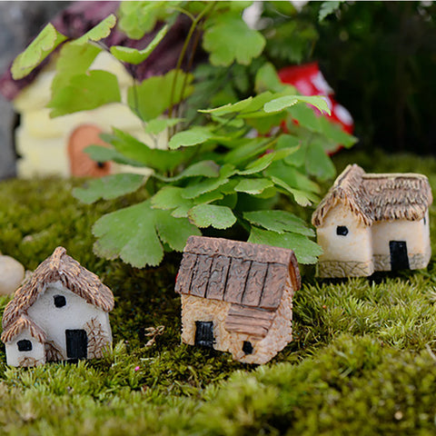 Fairy House Miniatures for Crafts Synthetic Thatch Roof Houses Figurines Roofing Tiki Bar Garden Micro Landscaping Ideas