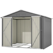 Metal Tool Shed 9 m³ with Pent Roof, Garden Shed with Metal Base (without Base), Tool Cabinet for Garden, Grey