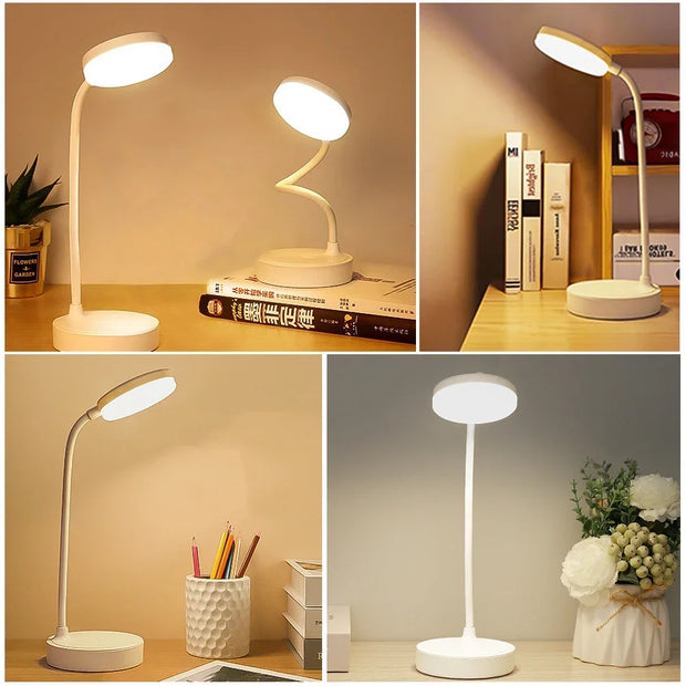 LED Portable Dimmable Table Lamp USB Plug Powered Desk Lamp Bedroom Reading Night Light Eye Protection LED Bedside Lamp