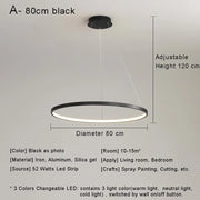 Modern Round Ring Led Pendant Light for Dining Living Room Center Table Kitchen Bedroom Minimalist Decor Hanging Lamp Fixture