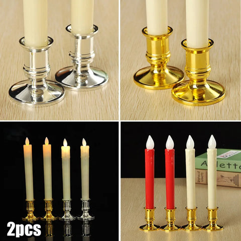 2pcs Taper Candle Holders Candlestick Silver Gold Rod Wax Base For Wedding Party Festival Candlestick Home Decor Candle Holders