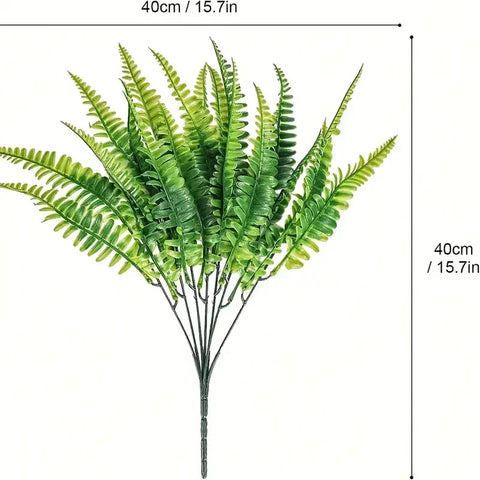 10 Bundles Artificial Plants Premium Oxidation Resistance Boston Fern Real Touch Faux Plants