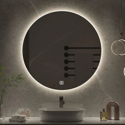 60cm Round Mirror 3 Color Adjustable Intelligent Human Body Sensing Led Bathroom Mirror With Bluetooth Speaker Hotel Decoration