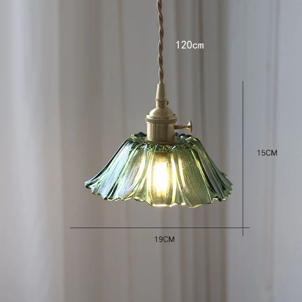 Vintage Pendant Lights Flower Glass Hanging Lamps Home Decoration Lighting Living Room Bedroom Bedside Light Fixture Indoor Shop