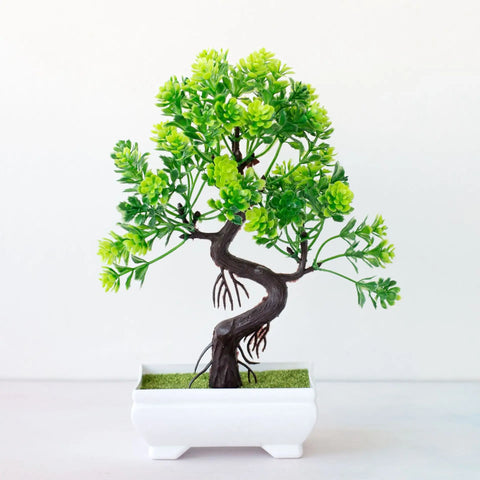 Artificial Plastic Plants Bonsai Small Tree Pot Fake Plant Potted Flower Home Room Table Decoration Garden Arrangement Ornaments