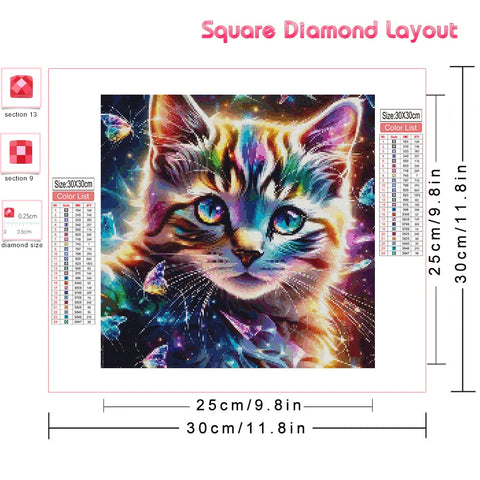 Huacan DIY Diamond Painting Animal Full Round Square Diamond Mosaic Cat Fantasy Art Home Decor Handmade Gift