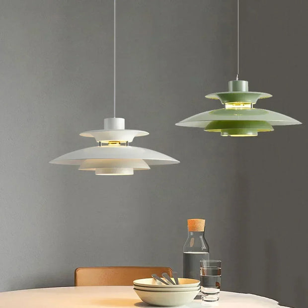 Danish UFO Hanging Lamp Nordic LED Dining Table Pendant Light Minimalist Indoor Living Room Decoration Restaurant Bar Chandelier