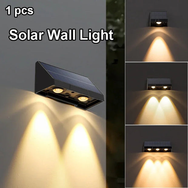 1 Pcs Solar Wall Light Outdoor Illumination IP54 Waterproof LED Lamp Bulb Automatic Lighting at Night for Garden Yard or Balcony